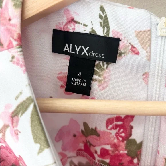 Alyx Size 4 Floral Dress with Pink and Green Accents and Belt - Picture 2 of 8